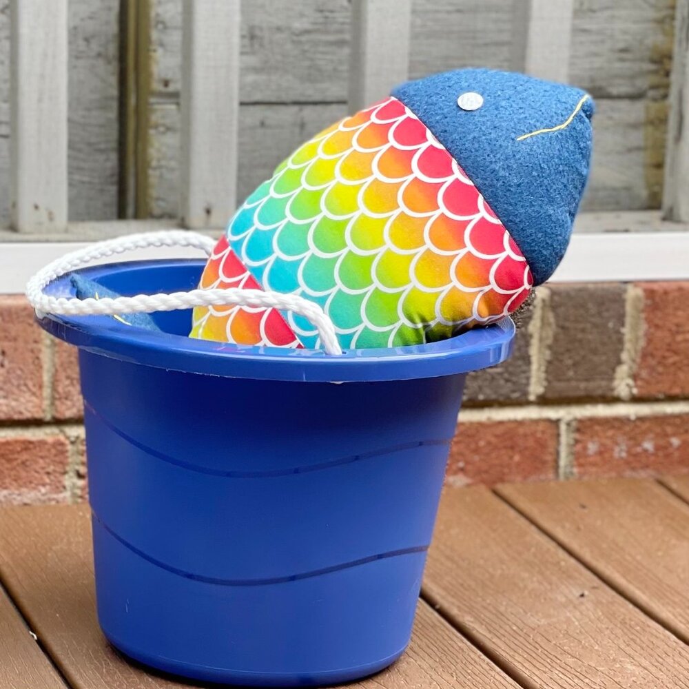 Rainbow Colors Fish Shaped  Pillow, Coastal Home Decor